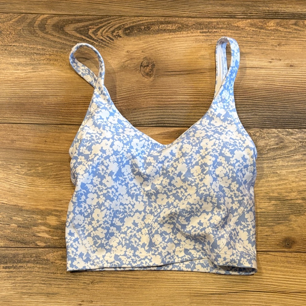 Gilly Hicks Blue and White Floral Cropped Sports Bra